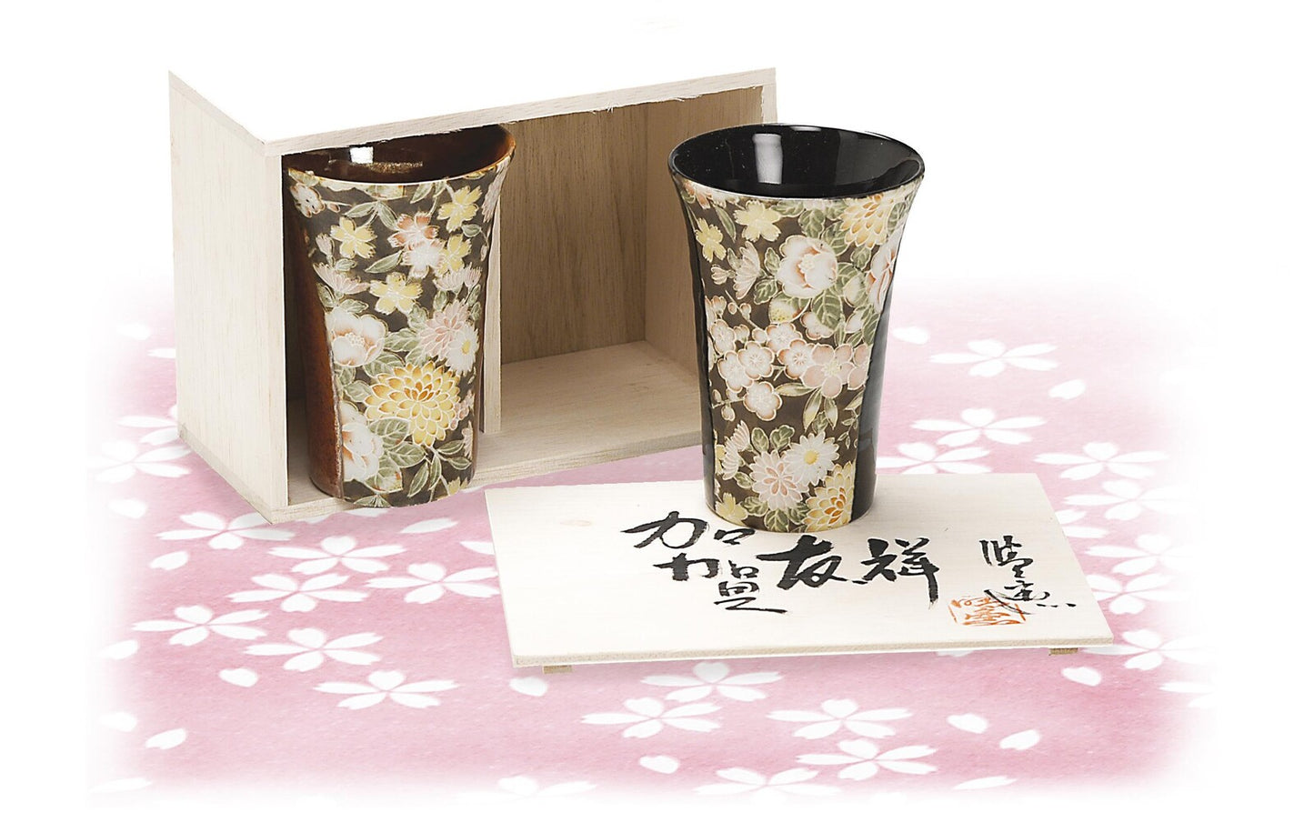 Japanese Dinnearware Mino ware Floral Tumbler Set 2