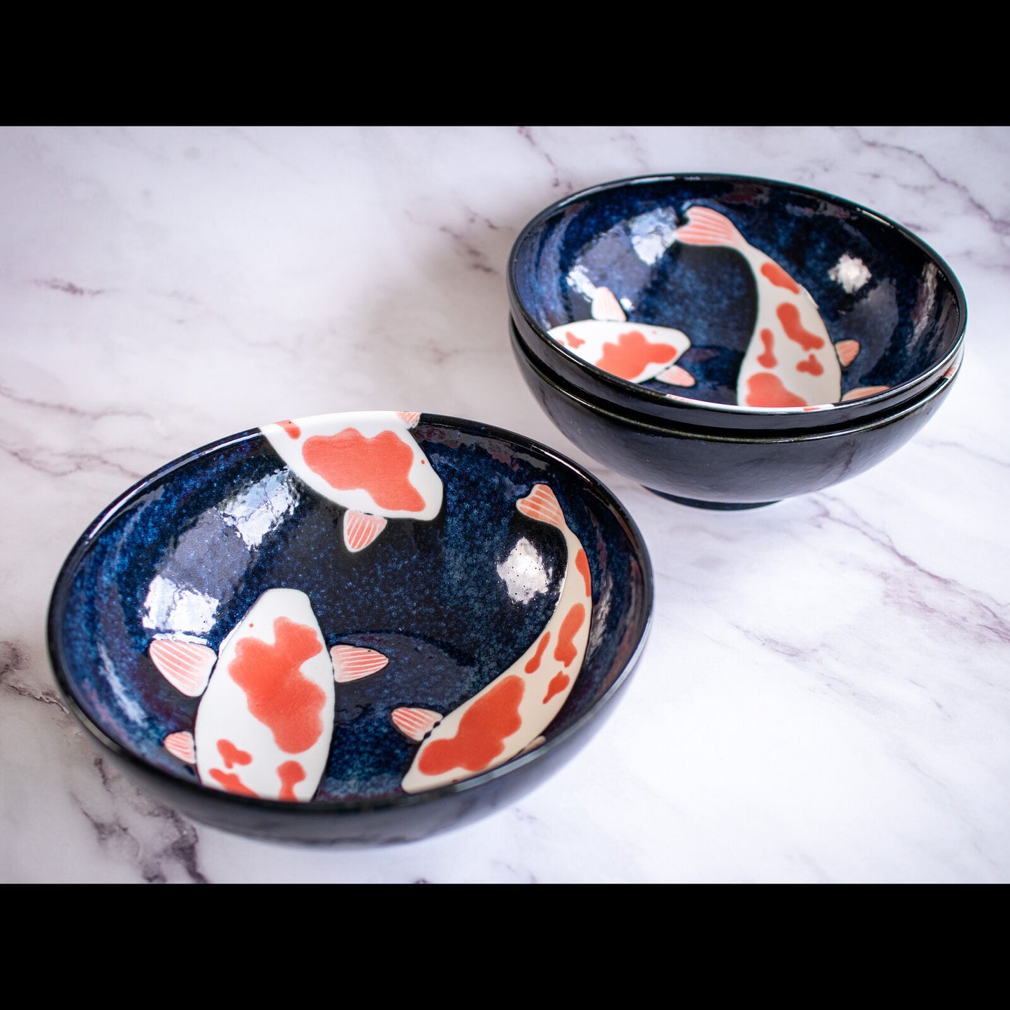 Japanese Dinnerware Mino ware Koi Bowl Set 5