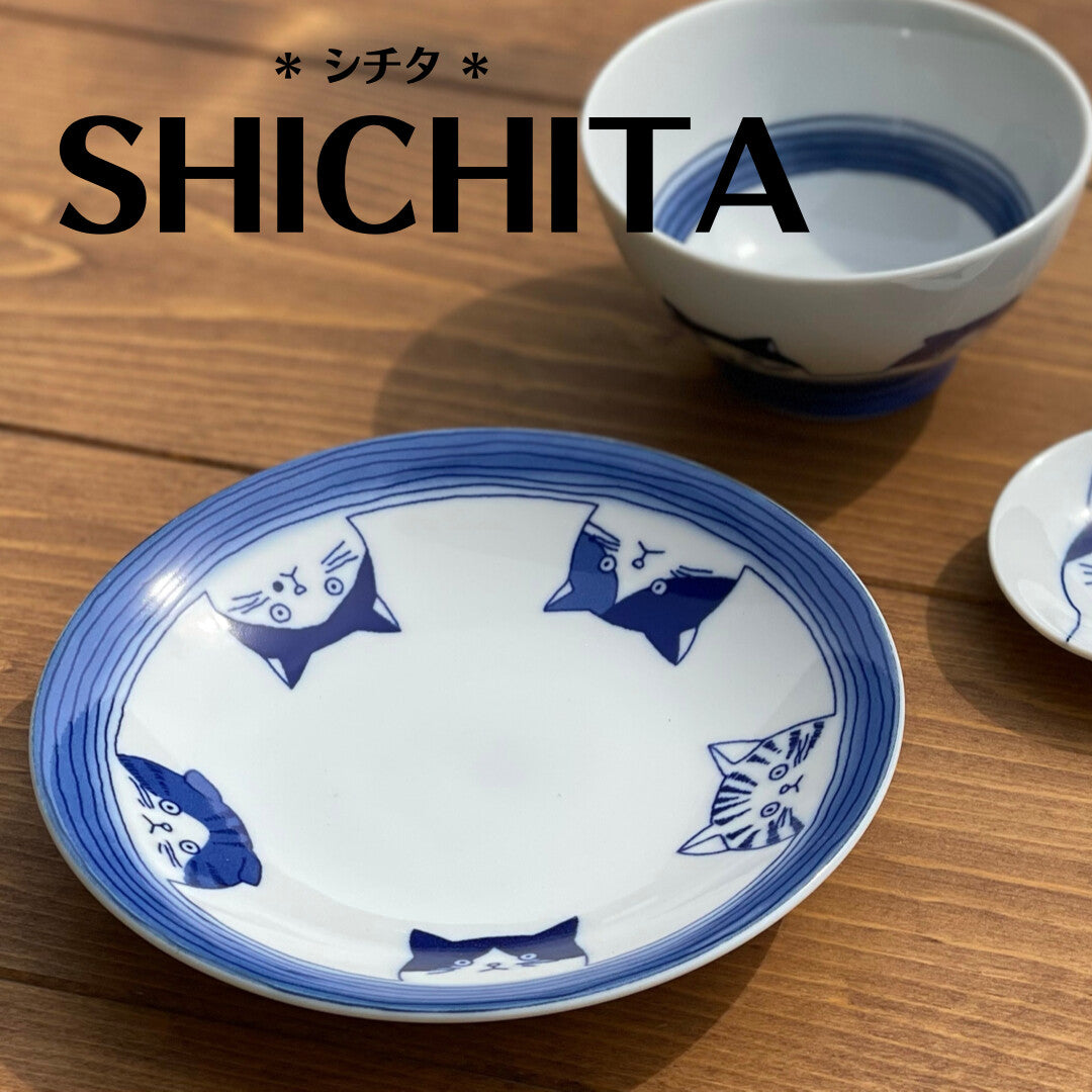 Shichita Mino ware Cat Plates1
