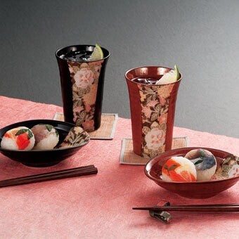 Japanese Dinnearware Mino ware Floral Tumbler Small Bowl Set 4