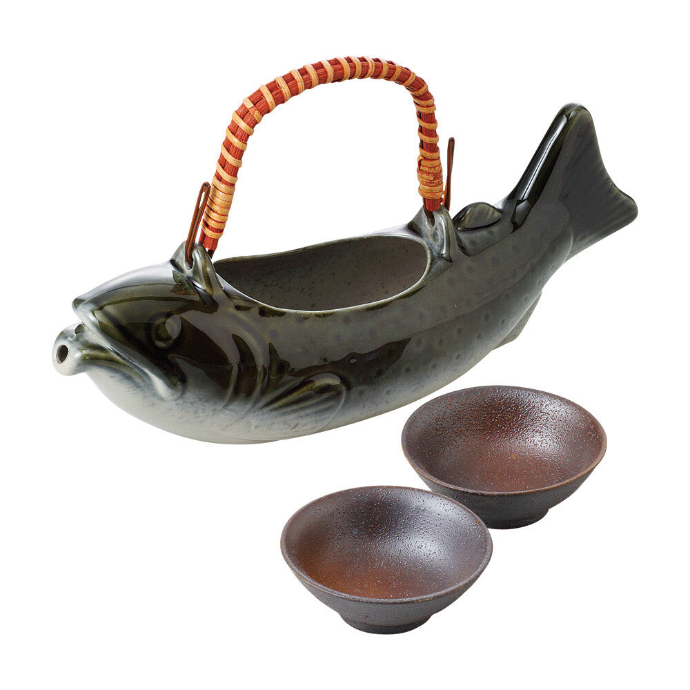 Japanese Dinnerware Mino ware Fish Sake Set 1